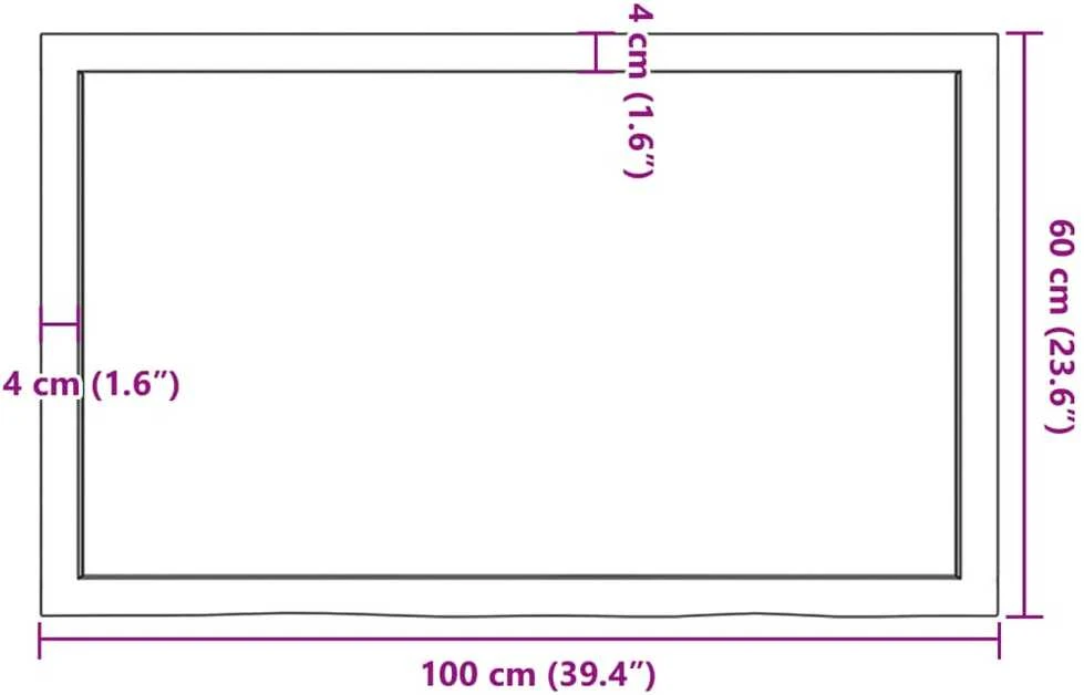 Vonios kambario stalviršis, 100x60x(2-6) cm, medienos masyvas