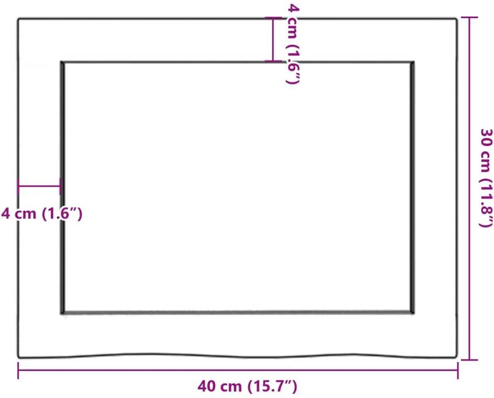 Vonios kambario stalviršis, 40x30x(2-4) cm, medienos masyvas