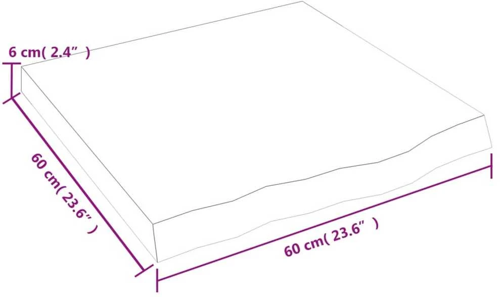 Vonios kambario stalviršis, 60x60x(2–6) cm, medienos masyvas