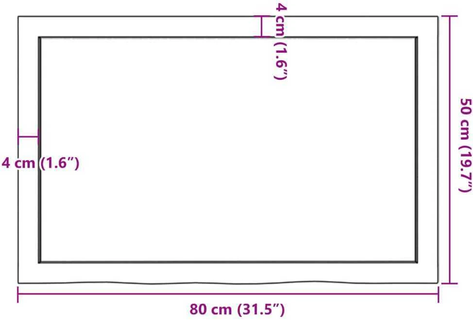 Vonios kambario stalviršis, 80x50x(2–6)cm, medienos masyvas