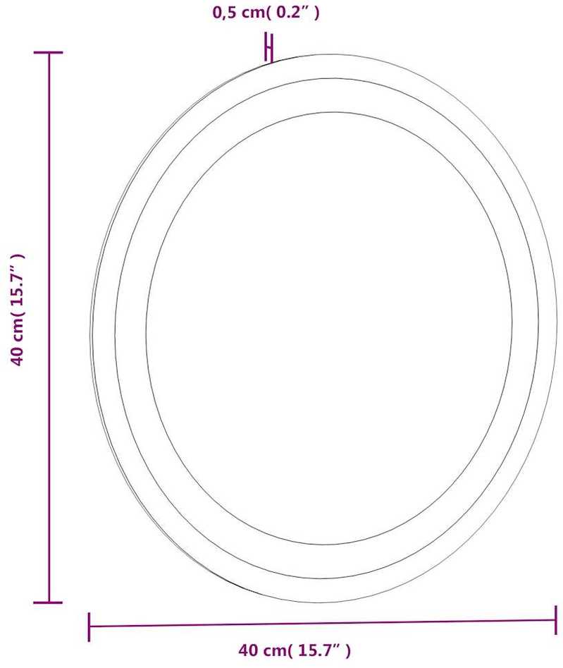 Vonios kambario veidrodis su LED, 40cm, apskritas