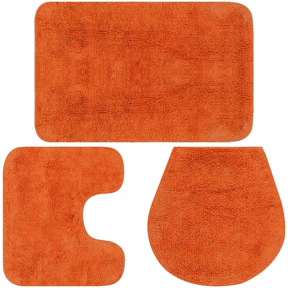 Vonios kilimėlių rinkinys, 3d., oranžinis, audinys