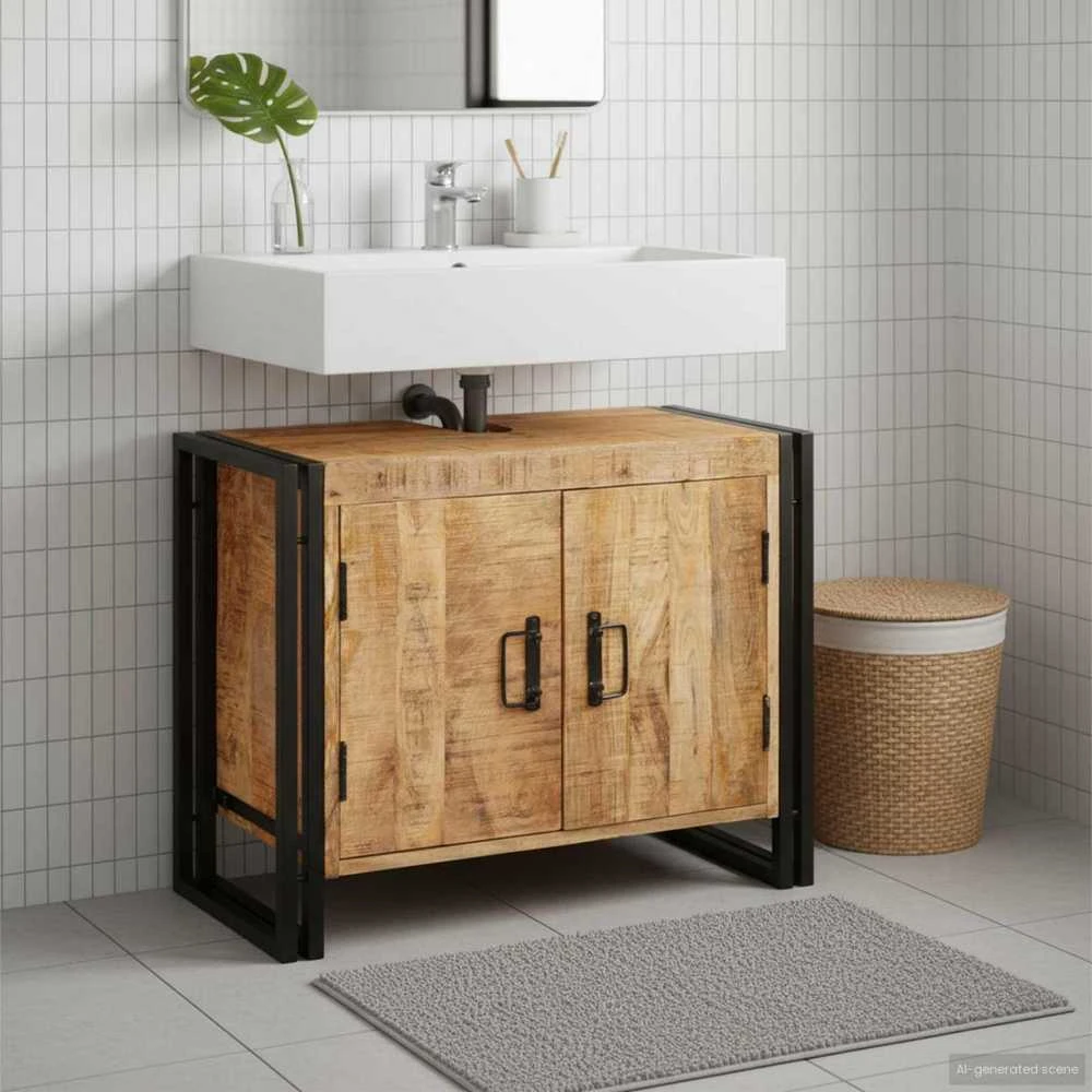 Praustuvo spintelė Ruda 71 x 33 x 58 cm Kietas mango medis