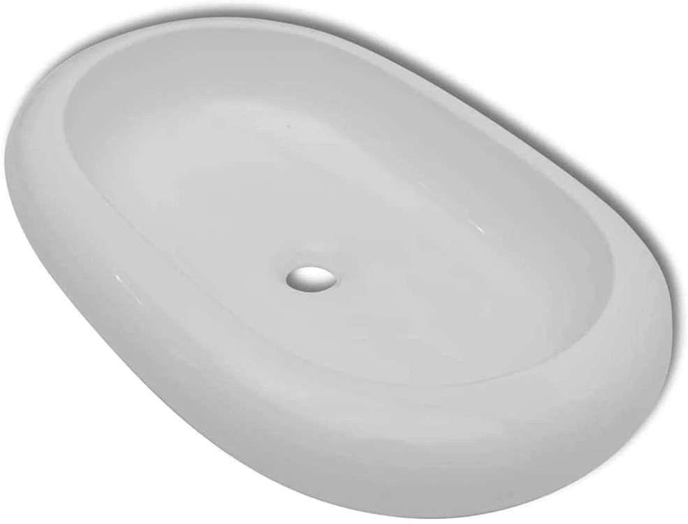 Vonios praustuvas su vandens maišytuv., keram., oval., baltas
