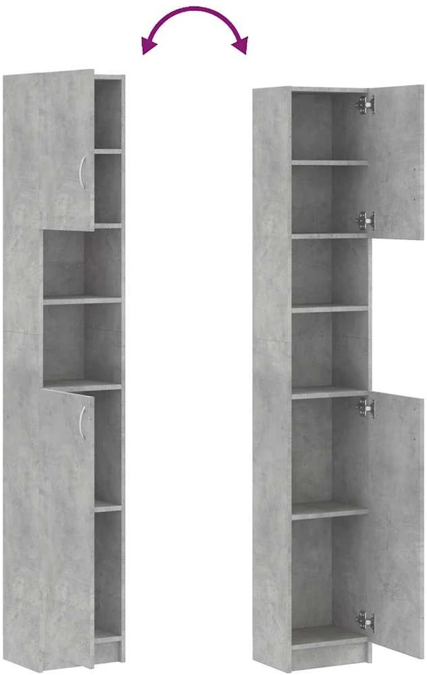 Vonios spintelė, betono pilka, 32x25,5x190cm, apdirbta mediena
