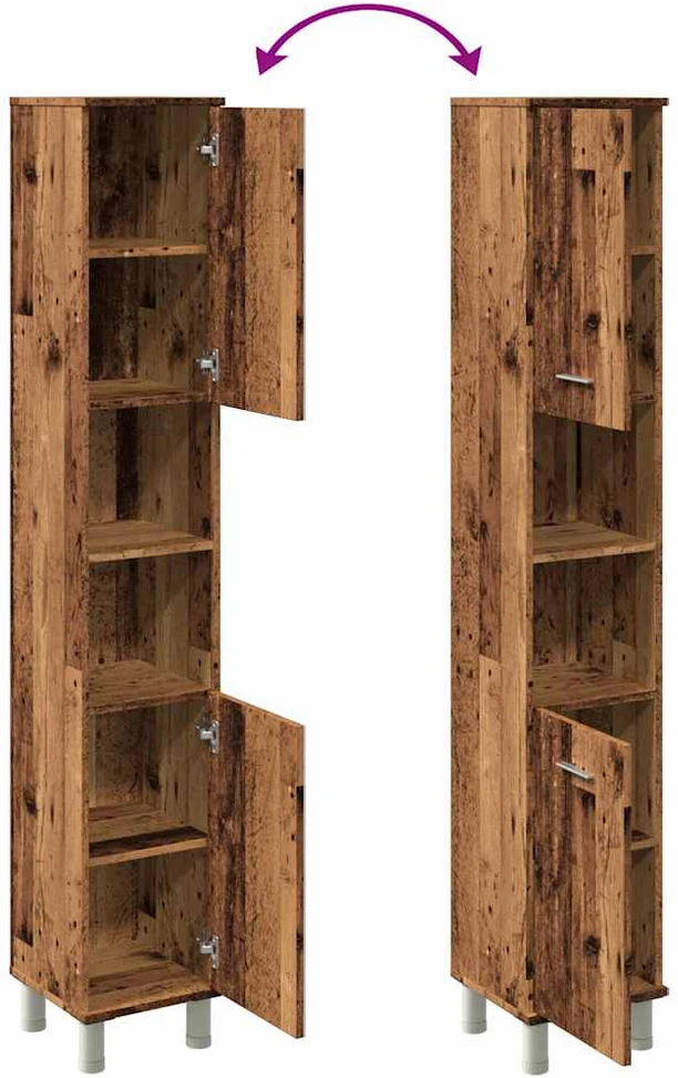 Vonios spintelė Old Wood 30x30x179 cm Engineered Wood