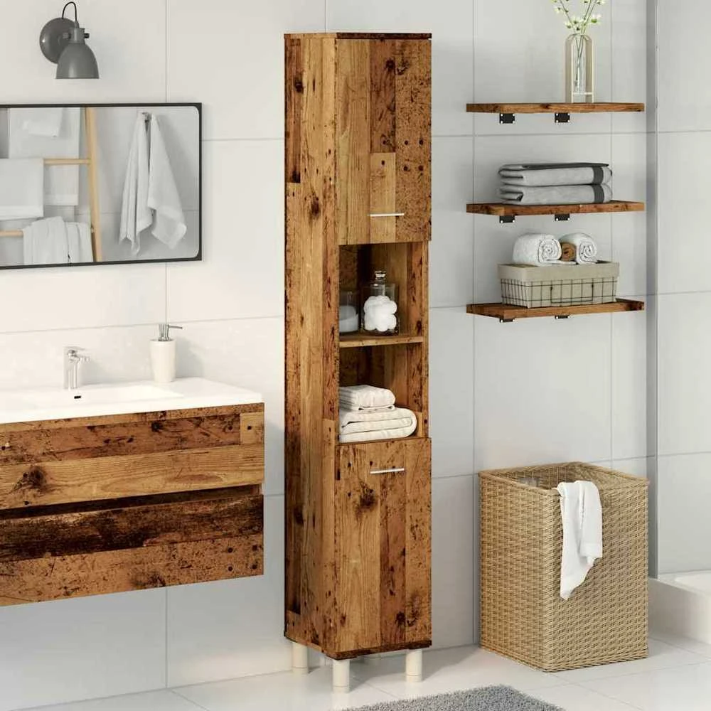 Vonios spintelė Old Wood 30x30x179 cm Engineered Wood