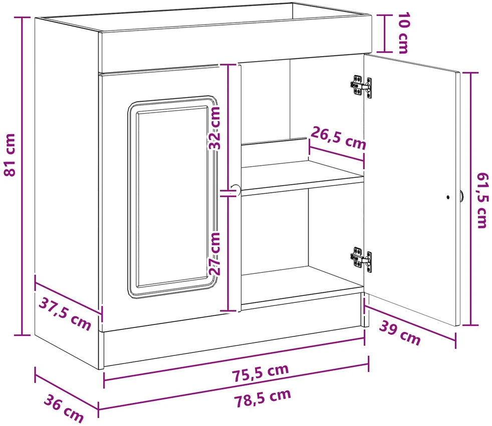 Vonios spintelė po kriaukle Betono pilka 78,5 x 37,5 x 81 cm