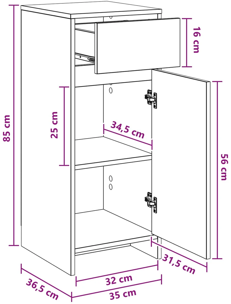 Vonios spintelė Sonoma ąžuolas 35 x 36,5 x 85 cm