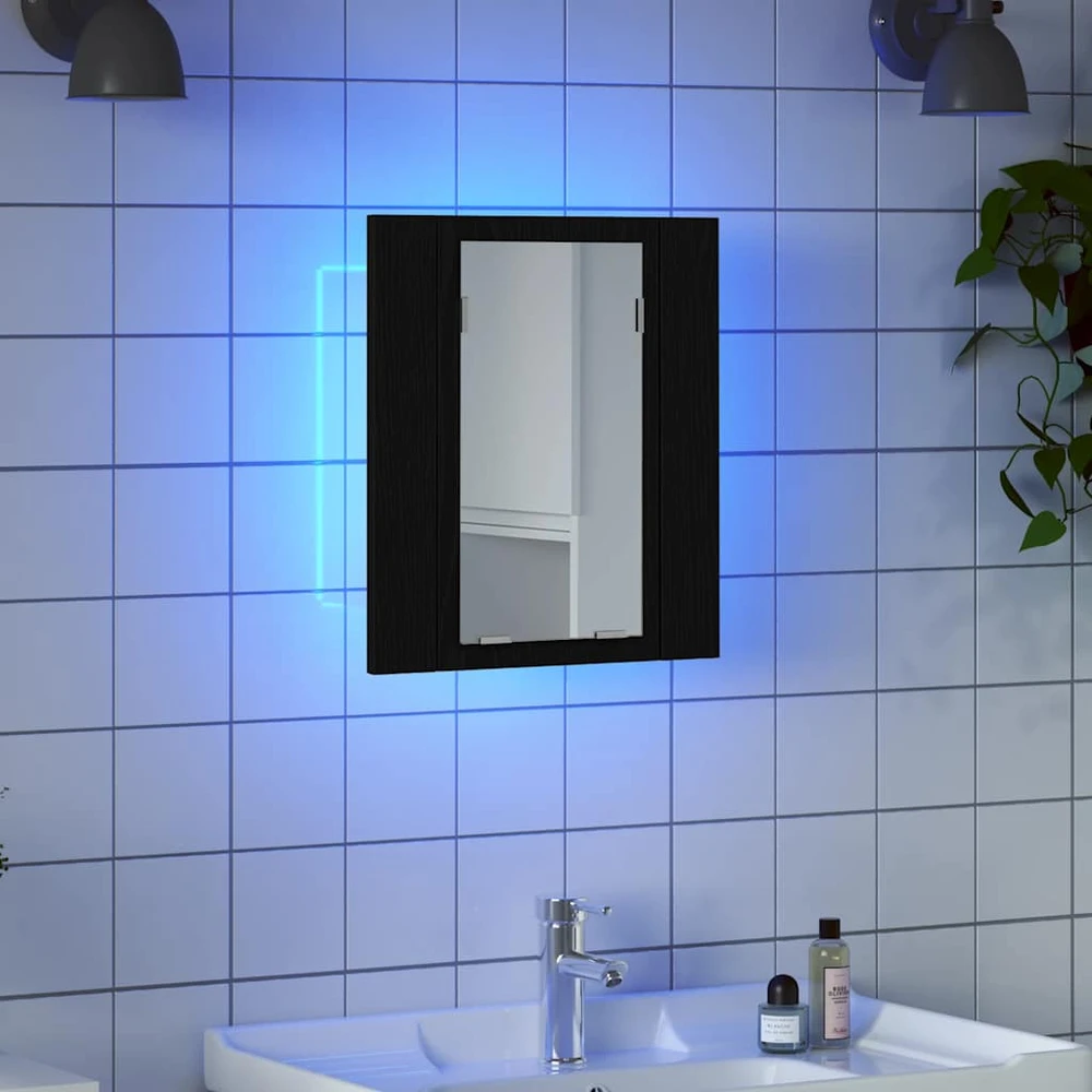 Vonios spintelė su LED apšvietimu, juodo ąžuolo spalvos, 40x12x45 cm, inžinerinė mediena