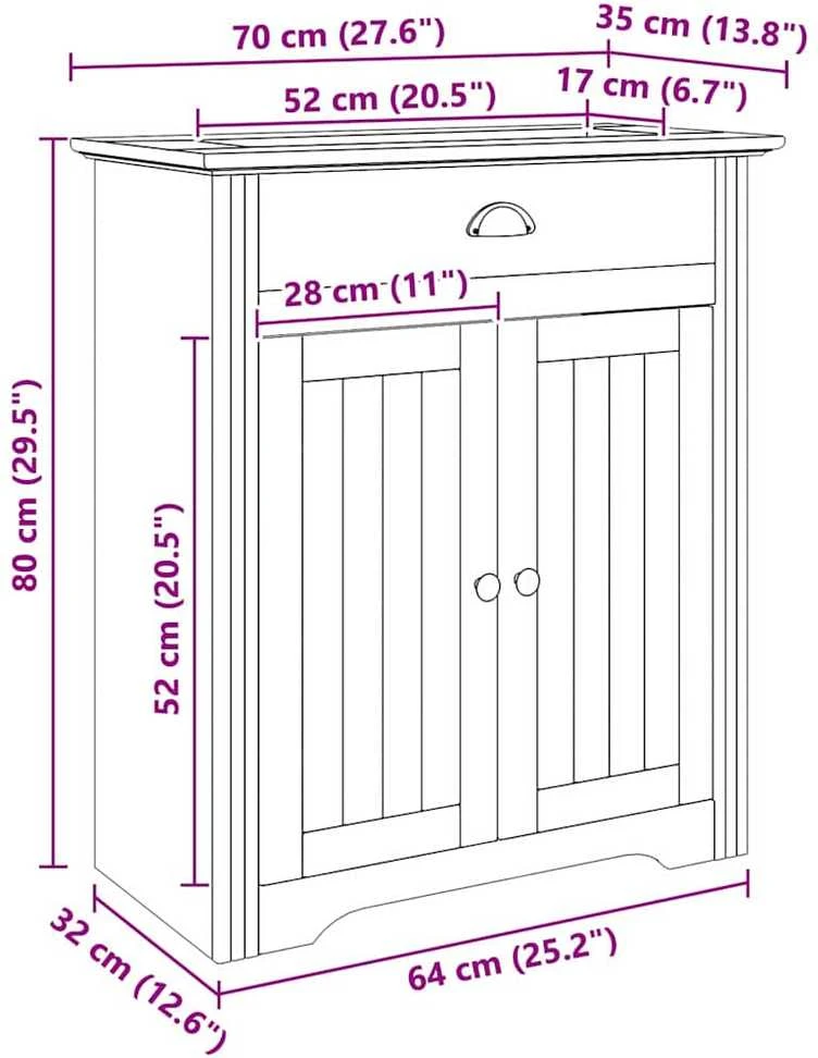 Vonios spintelė BODO Medus ruda 70 x 35 x 80 cm