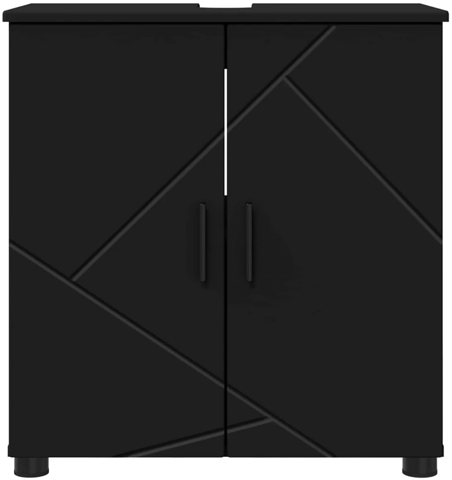 Vonios spintelė Juoda 61 x 35 x 64 cm Apdirbta mediena, Metalas