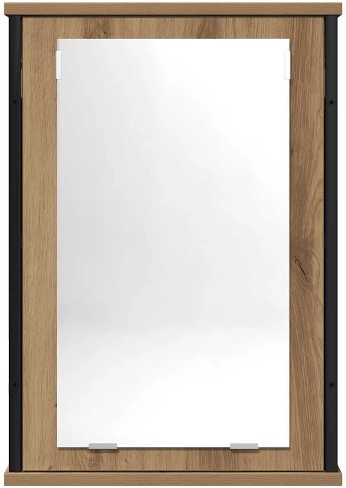 Vonios spintelė su veidrodžiu, ąžuolo spalvos, 42x12x60cm, inžinerinė mediena