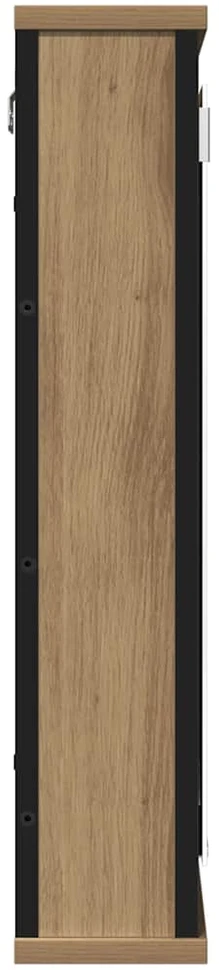Vonios spintelė su veidrodžiu, ąžuolo spalvos, 42x12x60cm, inžinerinė mediena