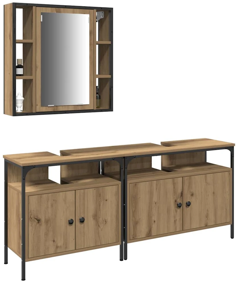 4Housedesign Vonios spintelės 3 vnt. Ruda 80 x 30 x 60 cm Apdirbta mediena