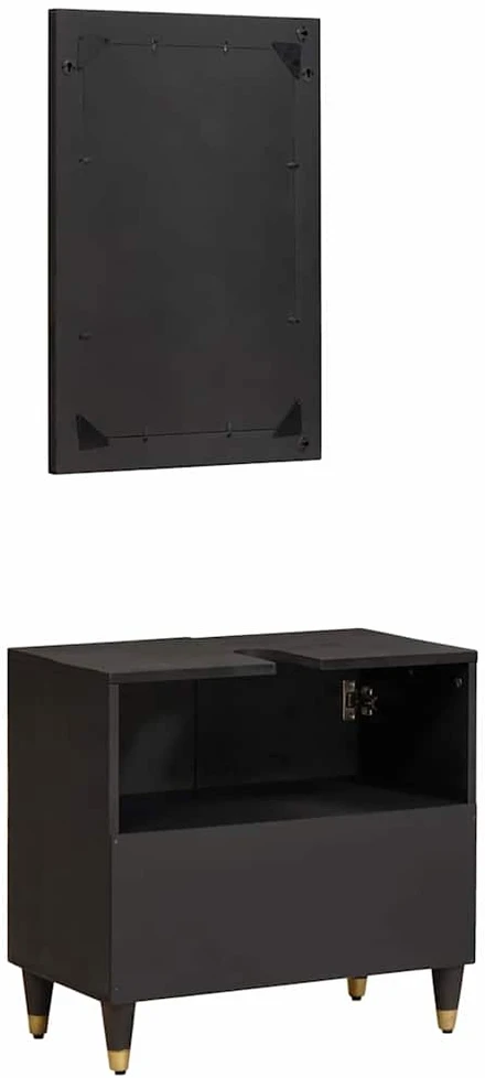 Vonios spintos komplektas 2 vnt. Juoda 62 x 33 x 58 cm
