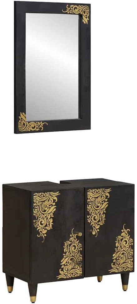 Vonios spintos komplektas 2 vnt. Juoda 62 x 33 x 58 cm