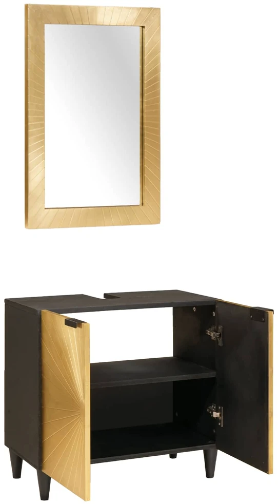 Vonios spintos komplektas 2 vnt. Juoda ir Brass 62 x 33 x 58 cm