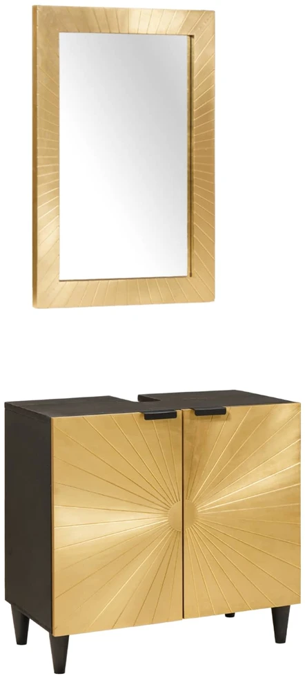 Vonios spintos komplektas 2 vnt. Juoda ir Brass 62 x 33 x 58 cm