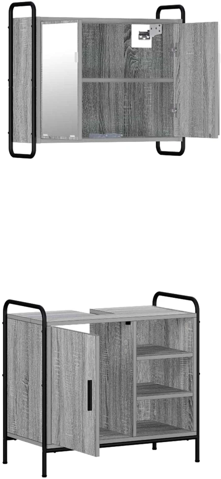 Vonios spintos komplektas 2 vnt. Pilka Sonoma 65,5 x 34 x 61 cm