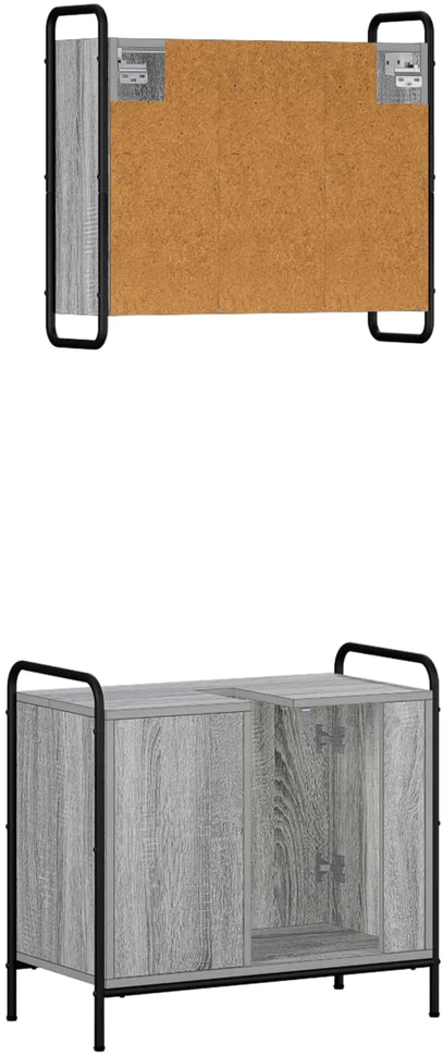 Vonios spintos komplektas 2 vnt. Pilka Sonoma 65,5 x 34 x 61 cm