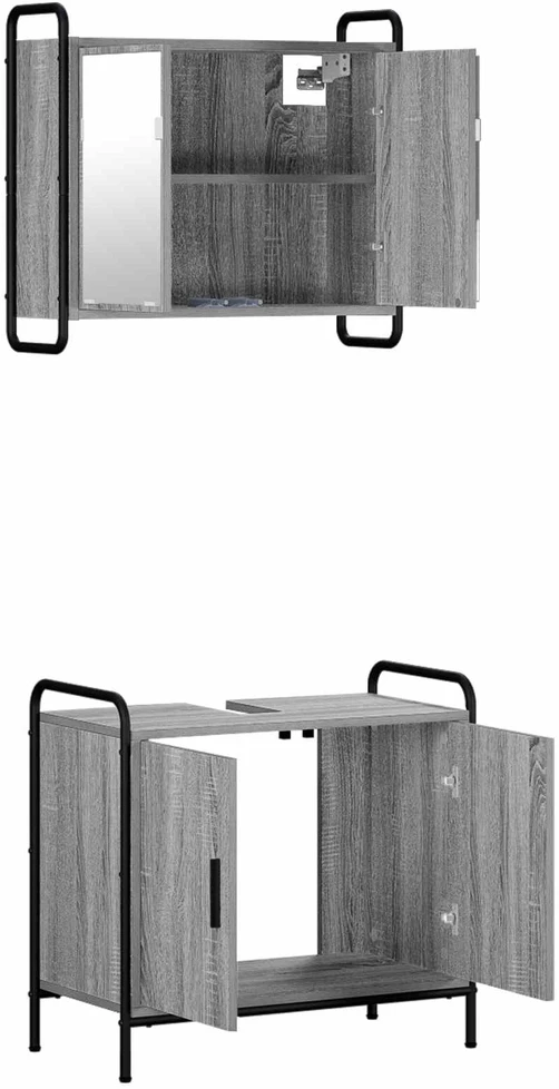 Vonios spintos komplektas 2 vnt. Pilka Sonoma 65,5 x 34 x 61 cm