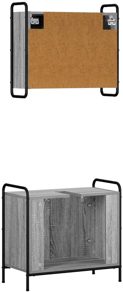 Vonios spintos komplektas 2 vnt. Pilka Sonoma 65,5 x 34 x 61 cm