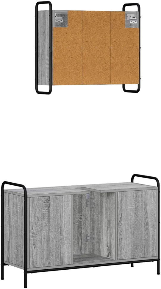 Vonios spintos komplektas 2 vnt. Pilka Sonoma 65,5 x 34 x 61 cm