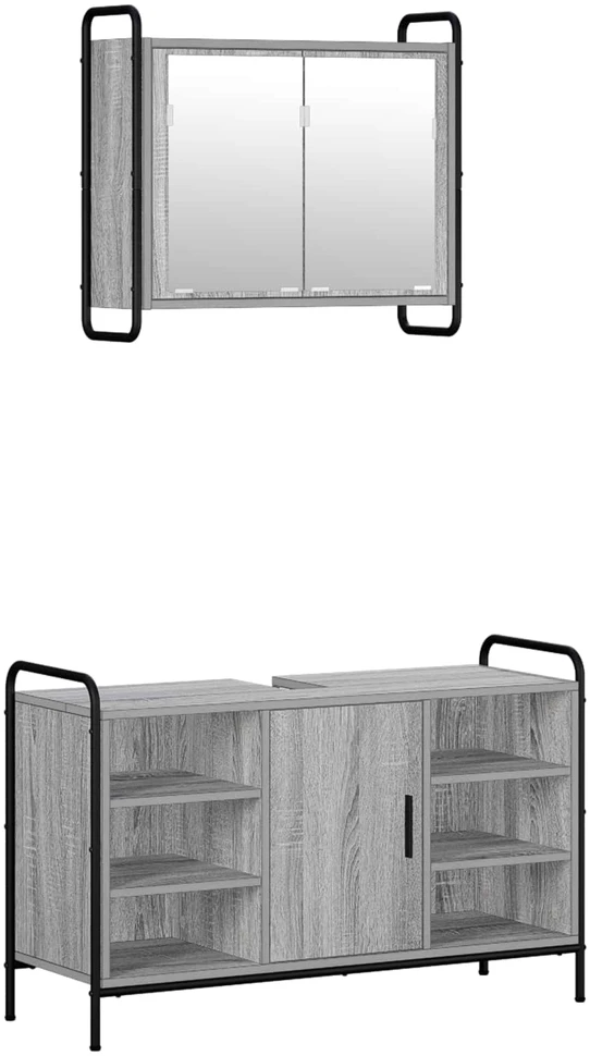 Vonios spintos komplektas 2 vnt. Pilka Sonoma 65,5 x 34 x 61 cm