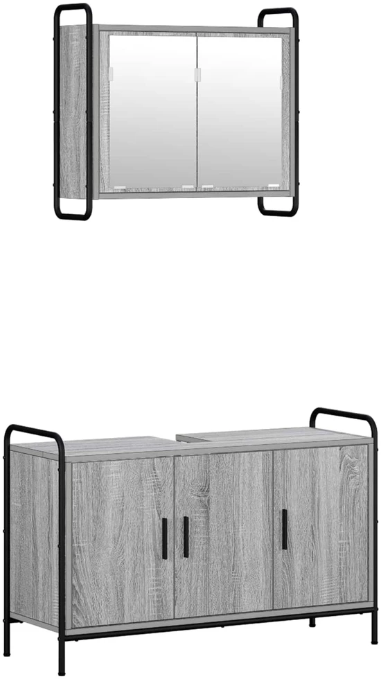 Vonios spintos komplektas 2 vnt. Pilka Sonoma 65,5 x 34 x 61 cm
