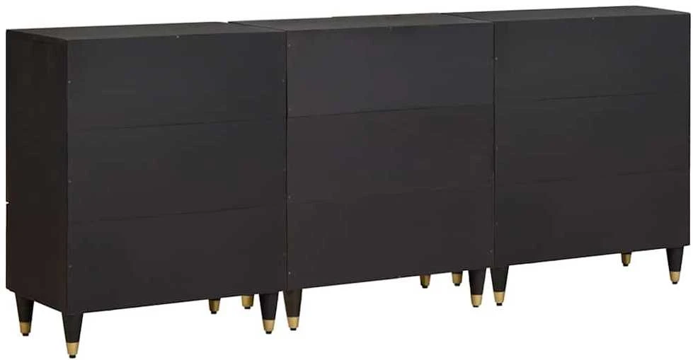 Vonios spintos komplektas 3 vnt. 180 x 33 x 75 cm Juoda