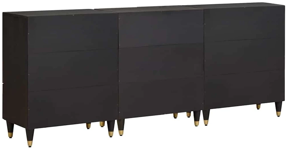 Vonios spintos komplektas 3 vnt. 180 x 33 x 75 cm Juoda