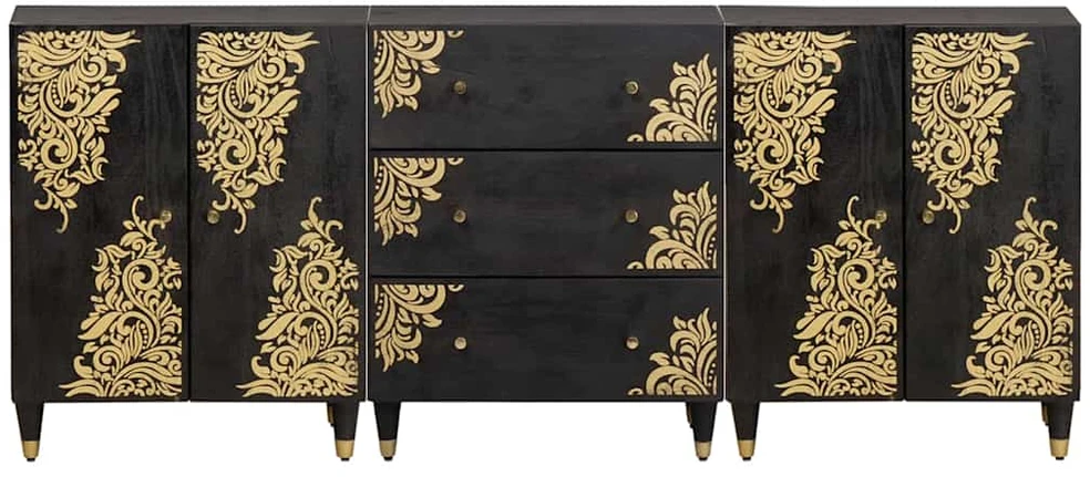 Vonios spintos komplektas 3 vnt. 180 x 33 x 75 cm Juoda