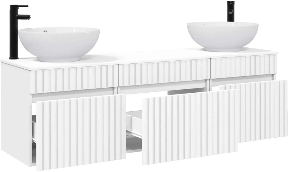 Vonios spintos komplektas 3 vnt. Balta 157 x 44,5 x 80 cm