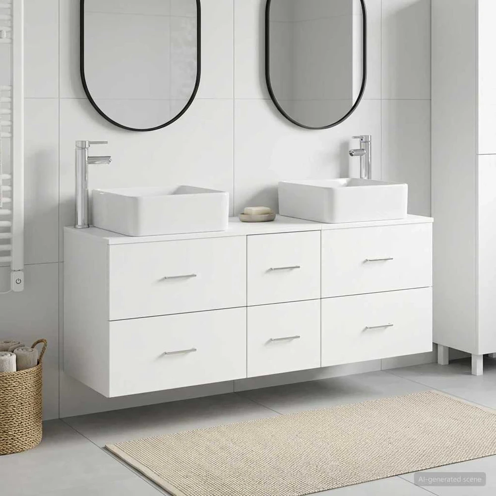 Vonios spintos komplektas 3 vnt. Balta 129 x 41 x 80 cm