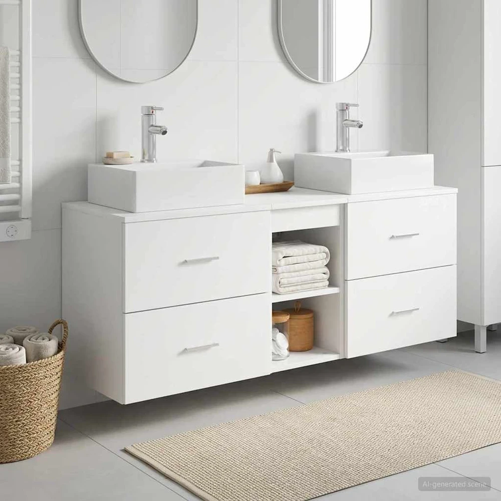 Vonios spintos komplektas 3 vnt. Balta 129 x 41 x 79,5 cm