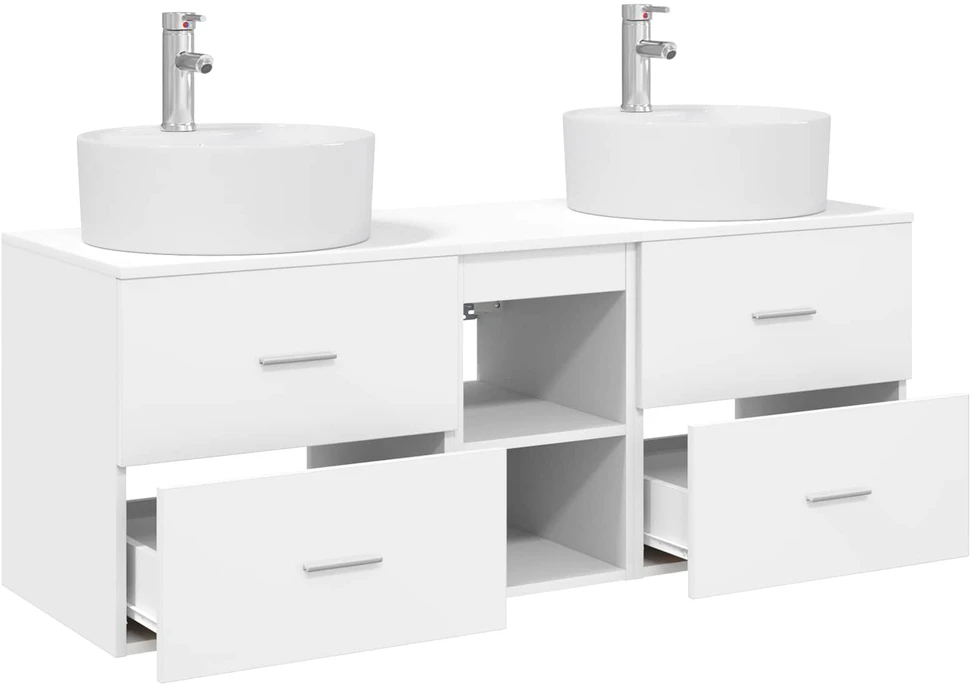 Vonios spintos komplektas 3 vnt. Balta 129 x 44.5 x 82 cm