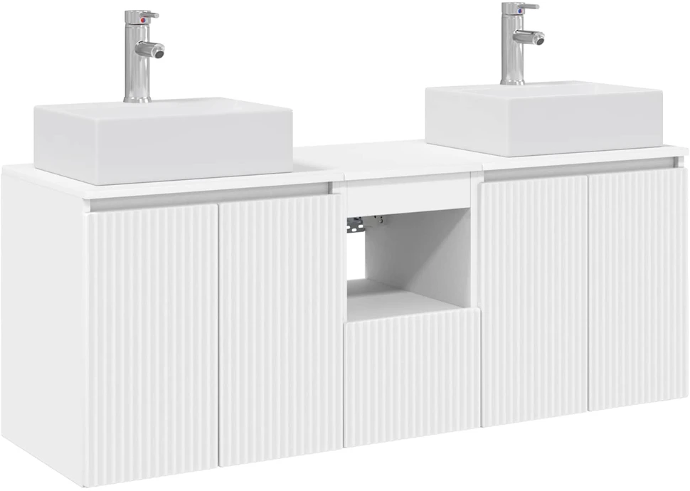 Vonios spintos komplektas 3 vnt. Balta 129 x 41 x 79,5 cm