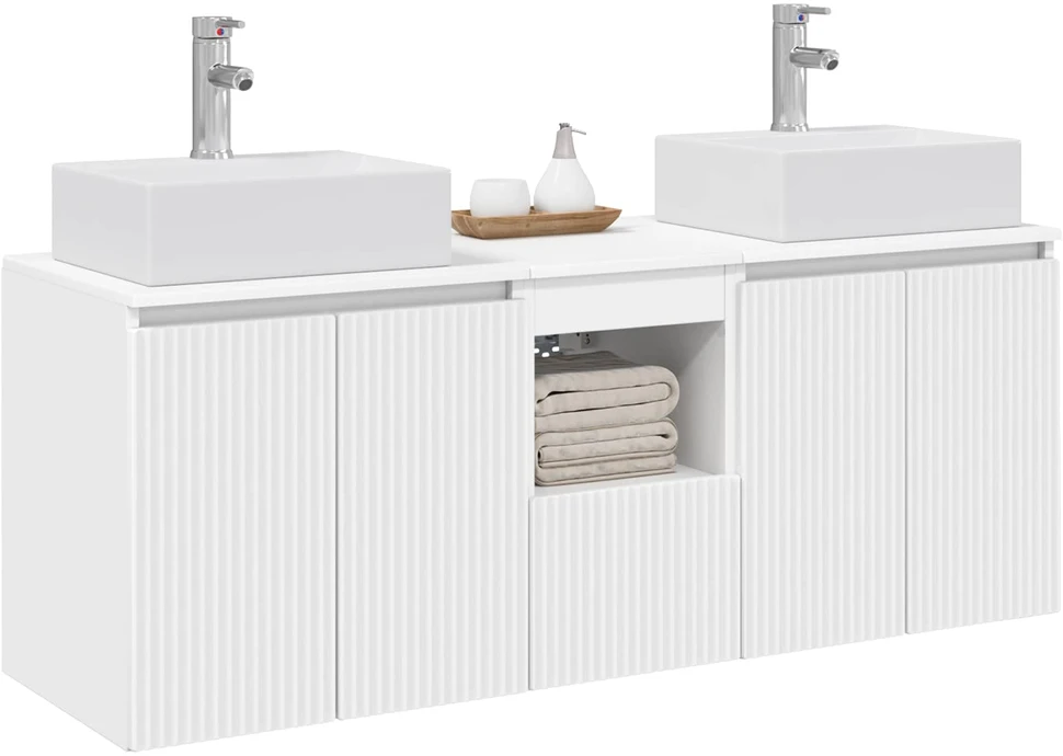 Vonios spintos komplektas 3 vnt. Balta 129 x 41 x 79,5 cm