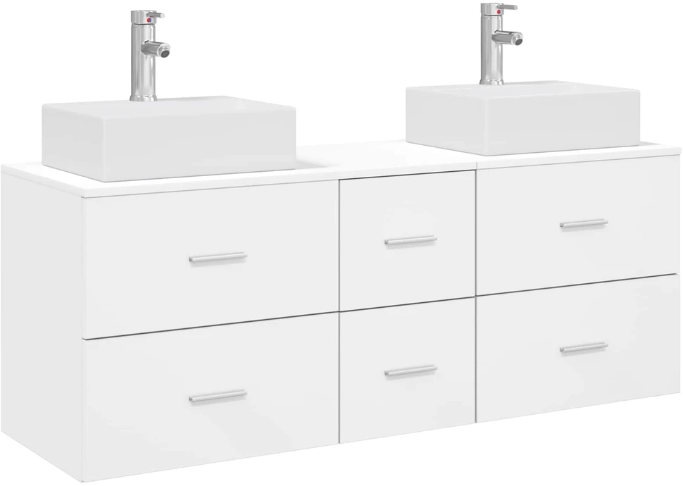 Vonios spintos komplektas 3 vnt. Balta 129 x 41 x 79,5 cm