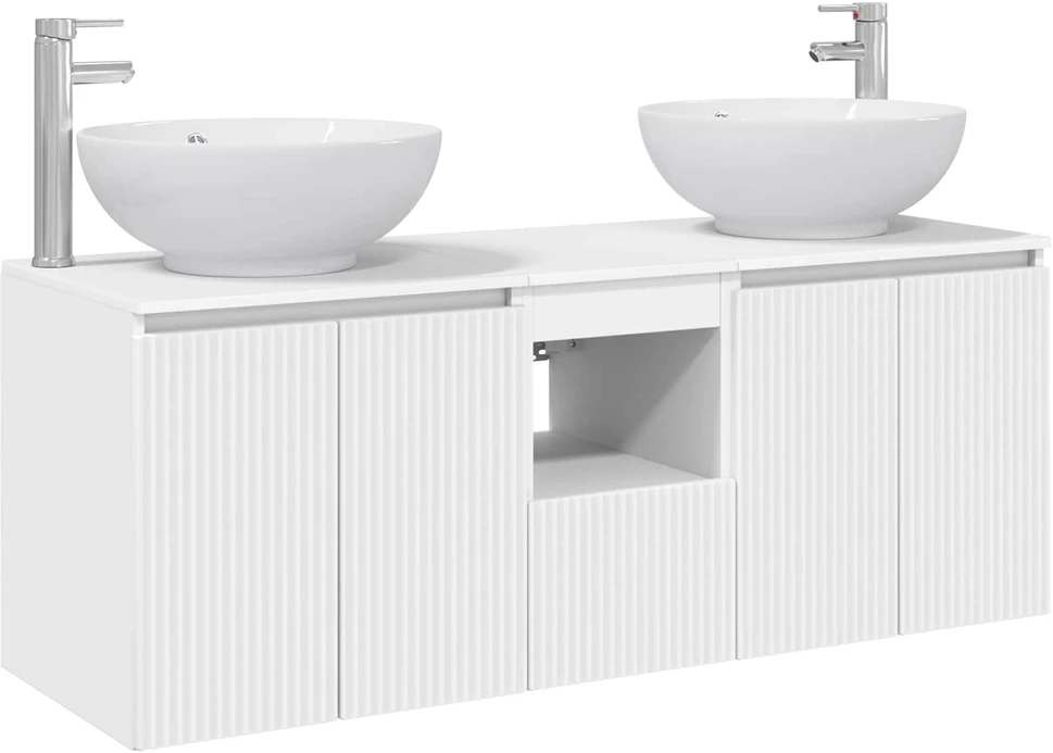 Vonios spintos komplektas 3 vnt. Balta 129 x 44,5 x 80 cm
