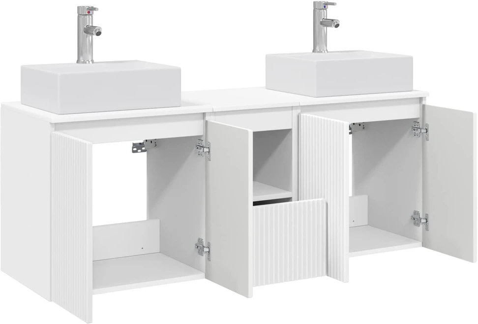 Vonios spintos komplektas 3 vnt. Balta 129 x 41 x 79,5 cm