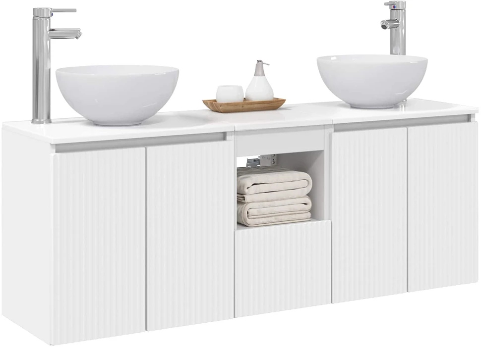 Vonios spintos komplektas 3 vnt. Balta 129 x 35 x 80 cm