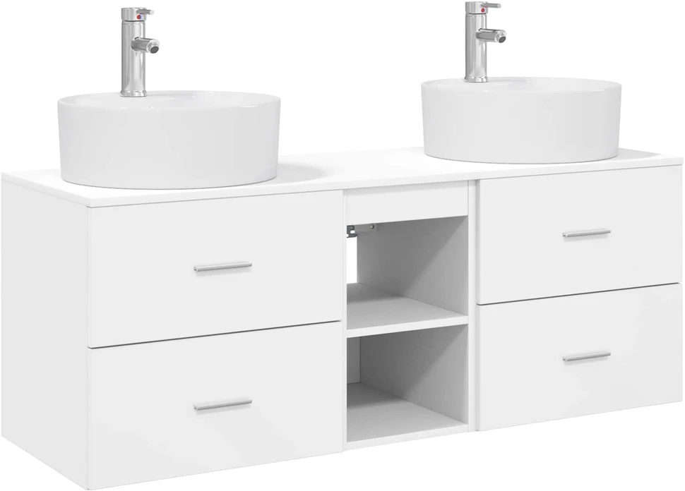 Vonios spintos komplektas 3 vnt. Balta 129 x 44.5 x 82 cm