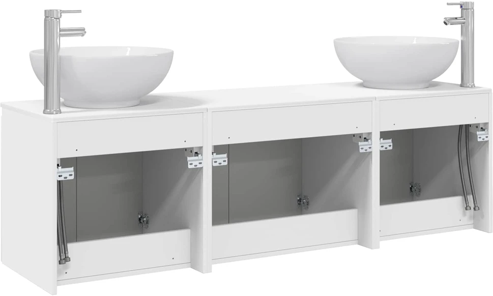Vonios spintos komplektas 3 vnt. Balta 161,5 x 44,5 x 80 cm