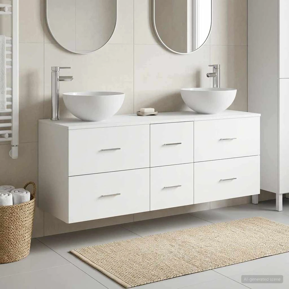 Vonios spintos komplektas 3 vnt. Balta 49,5 x 35 x 63 cm