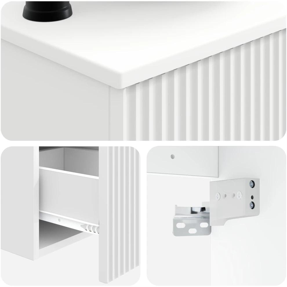 Vonios spintos komplektas 3 vnt. Balta 136 x 35 x 80 cm