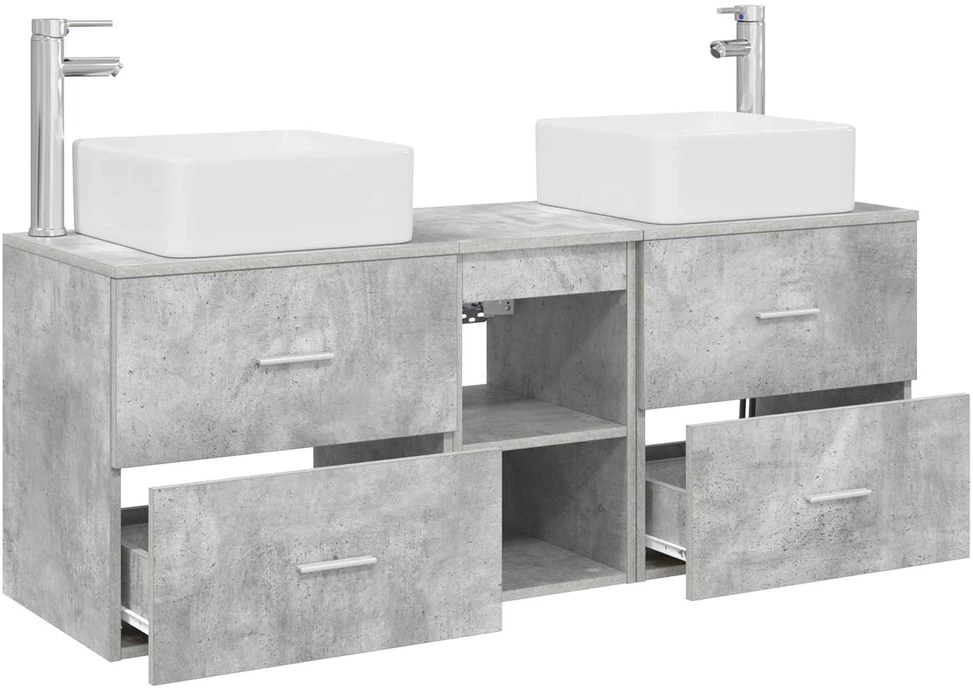 Vonios spintos komplektas 3 vnt. Betono pilka 129 x 41 x 80 cm