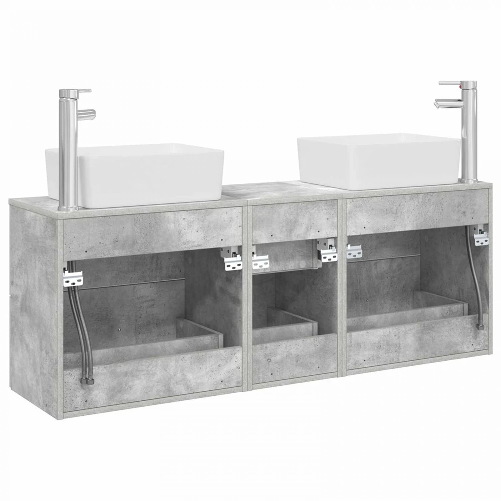 Vonios spintos komplektas 3 vnt. Betono pilka 53 x 34,5 x 63 cm