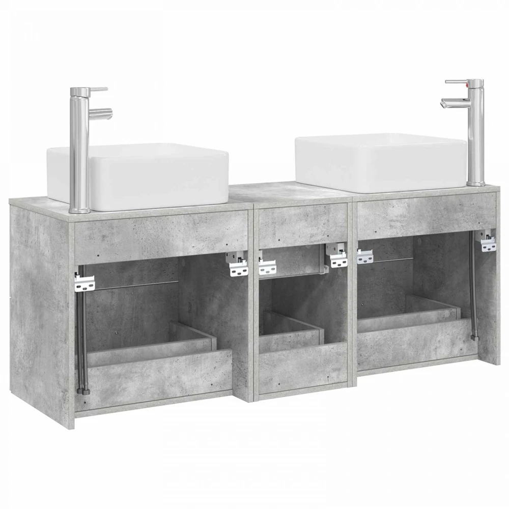 Vonios spintos komplektas 3 vnt. Betono pilka 49,5 x 41 x 63 cm